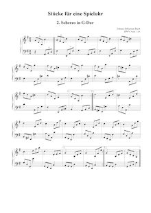 Partition Scherzo en G major [BWV Anh.134], 18 pièces pour a Musical Clock