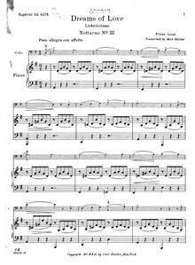 Partition de piano, Liebesträume, Drei Notturnos, Liszt, Franz