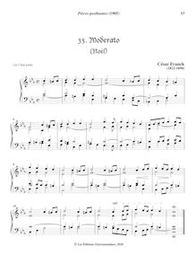 Partition 3, Moderato (Noël), Pièces posthumes, Pièces posthumes pour harmonium ou orgue à pédales pour l office ordinaire.Posthumous Pieces.