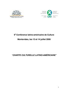9 Conférence latino-américaine de Culture Montevideo, les 13 et 14 ...