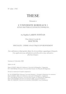 Les substances émergentes dans les écosystèmes aquatiques français : une application aux alkylphénol-polyéthoxylés et aux substances pharmaceutiques
