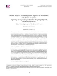MEJORAR LA FLUIDEZ LECTORA EN DISLEXIA: DISEÑO DE UN PROGRAMA DE INTERVENCIÓN EN ESPAÑOL (Improving reading fluency in dyslexia: designing a Spanish intervention program)