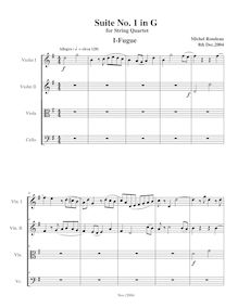Partition , Fugue,  No.1 en G major, G major, Rondeau, Michel