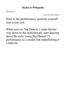 Partition Tap Dancer 2, Hymn to Wikipedia, D major, Matthews, John-Luke Mark