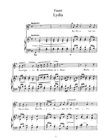 Partition No. 2 - Lydia (G), 2 chansons, Op.4, Deux mélodies Op. 4