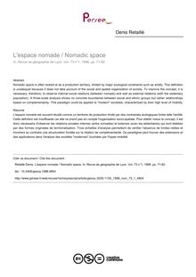 L espace nomade / Nomadic space - article ; n°1 ; vol.73, pg 71-82