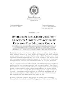 12.12.09 Audit Results Show Accurate Election Day  Machine Counts