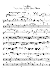 Partition violons I, II, Piano Concerto No.2, A major, Liszt, Franz