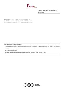 Modèles de sécurité européenne - article ; n°6 ; vol.32, pg 519-541