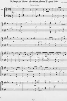 Partition menuet en miroir*,  No.2 pour violon et violoncelle, "From Germany"