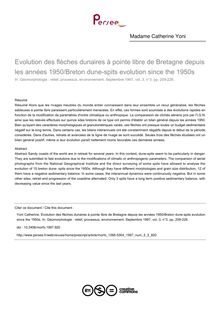 Evolution des flèches dunaires à pointe libre de Bretagne depuis les années 1950/Breton dune-spits evolution since the 1950s - article ; n°3 ; vol.3, pg 209-226