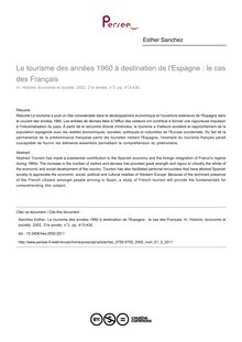 Le tourisme des années 1960 à destination de l Espagne : le cas des Français - article ; n°3 ; vol.21, pg 413-430