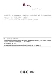Méthode mécanographique et trafic maritime : les terre-neuviers malouins à la fin du XVIIe siècle - article ; n°4 ; vol.16, pg 665-685