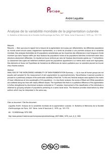 Analyse de la variabilité mondiale de la pigmentation cutanée - article ; n°2 ; vol.6, pg 161-170