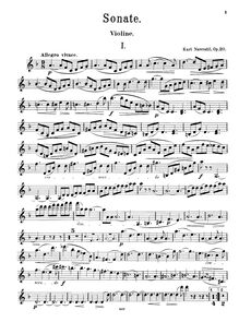 Partition de violon, violon Sonata, Op.20, F major, Navrátil, Karel