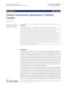Closed–containment aquaculture in Atlantic Canada