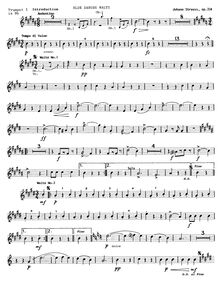 Partition trompette 1 (B♭), pour Blue Danube, Op. 314, On the Beautiful Blue Danube - WalzesAn der schönen blauen Donau
