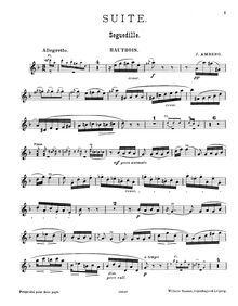Partition hautbois,  pour flûte, hautbois, clarinette et Piano, D minor, F major, B♭ major