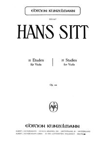Partition complète, 15 Etudes pour viole de gambe, Op.116, Sitt, Hans