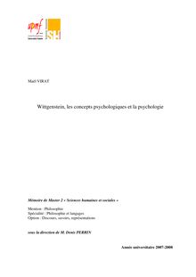 Wittgenstein les concepts psychologiques et la psychologie