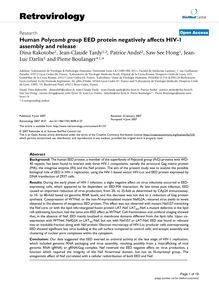 Human Polycomb groupEED protein negatively affects HIV-1 assembly and release