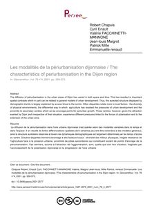 Les modalités de la périurbanisation dijonnaise / The characteristics of periurbanisation in the Dijon region - article ; n°4 ; vol.76, pg 359-373