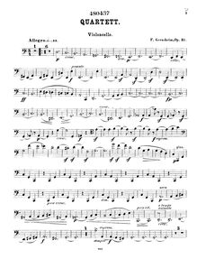 Partition violoncelle, corde quatuor No.2, A minor, Gernsheim, Friedrich