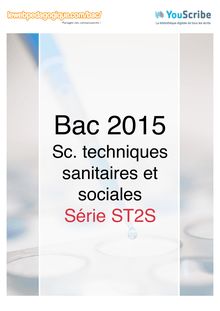 Corrigé - Bac 2015 - Sciences et techniques sanitaires et sociales - ST2S