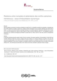 Relations entre nomades et sédentaires des confins sahariens méridionaux : essai d interprétation dynamique - article ; n°1 ; vol.32, pg 23-35