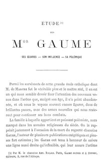 Étude sur Mgr Gaume