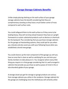 Garage Storage Cabinets Benefits