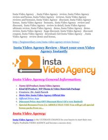 Insta Video Agency review & massive +100 bonus items
