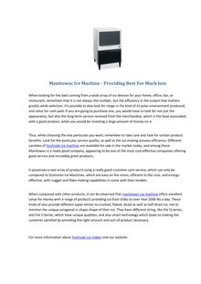 Manitowoc Ice Machine - Providing Best For Less