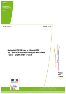 Avis du CGEDD sur le bilan LOTI de l électrification de la ligne ferroviaireParis - Clermont-Ferrand