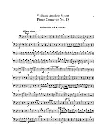 Partition violoncelles / Basses, Piano Concerto No.18, B♭ major par Wolfgang Amadeus Mozart