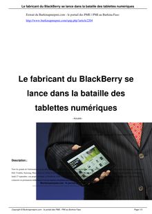 Enregistrer au format PDF - Le fabricant du BlackBerry se lance ...