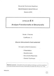 Analyse fonctionnelle et structurelle 2010 BTS Maintenance industrielle