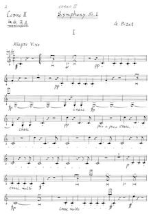 Partition cor 2 (en G, F, A), Symphony en C Major, Bizet, Georges