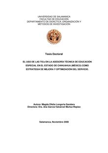 El uso de las TICs en la Asesoría Técnica de Educación Especial en el Estado de Chihuahua (México) como estrategia de mejora y optimización del Servicio
