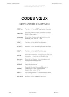 Codes des vux affelnet - Codes Voeux Affelnet post 3ème 2010-2011 ...