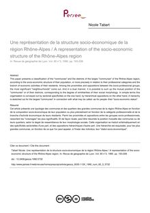 Une représentation de la structure socio-économique de la région Rhône-Alpes / A representation of the socio-economic structure of the Rhône-Alpes region - article ; n°3 ; vol.65, pg 193-208