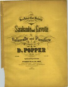 Partition couverture couleur, Sarabande et Gavotte, D minor, Popper, David