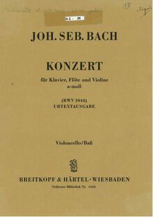 Partition violoncelles et Basses, Concerto pour flûte, violon et clavecin
