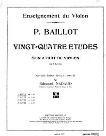 Partition Book 1, Etudes 1-6, pour Art of pour violon, Baillot, Pierre