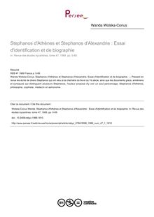 Stephanos d Athènes et Stephanos d Alexandrie : Essai d identification et de biographie - article ; n°1 ; vol.47, pg 5-89