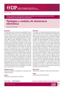Tipologías y modelos de democracia electrónica (Typologies and models of e-Democracy)