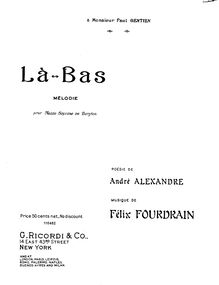 Partition complète, Là-bas, Mélodie, G major, Fourdrain, Félix