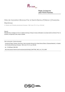 Site de transition Bronze-Fer à Saint-Denis-d Oléron (Charente-Maritime) - article ; n°8 ; vol.79, pg 250-256