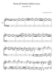 Partition Thema all Imitatio Gallina Cuccu, Sonata, D major, Bach, Johann Sebastian