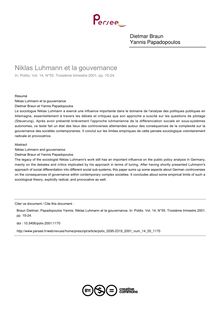 Niklas Luhmann et la gouvernance - article ; n°55 ; vol.14, pg 15-24